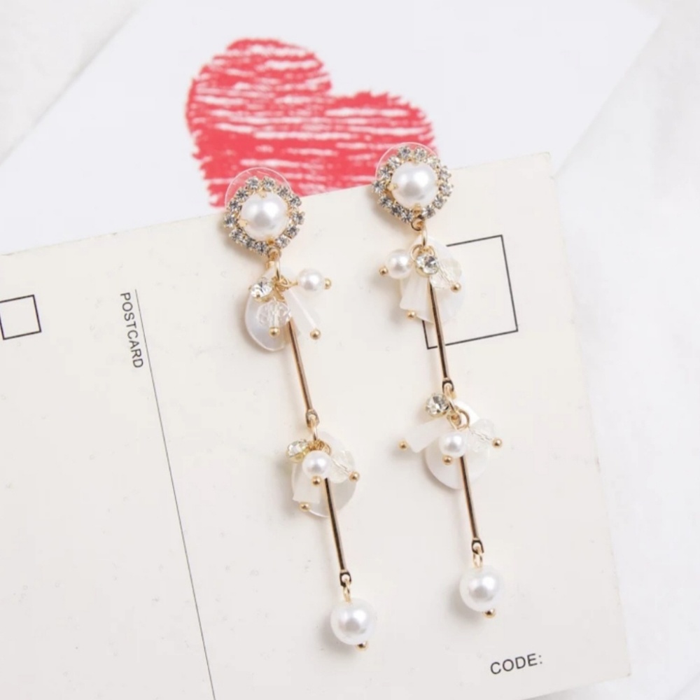 Pearl and cubic earrings #2